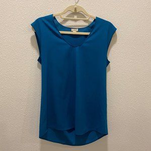 J.CREW FACTORY Cap Sleeve Shirttail Top Teal Blue
